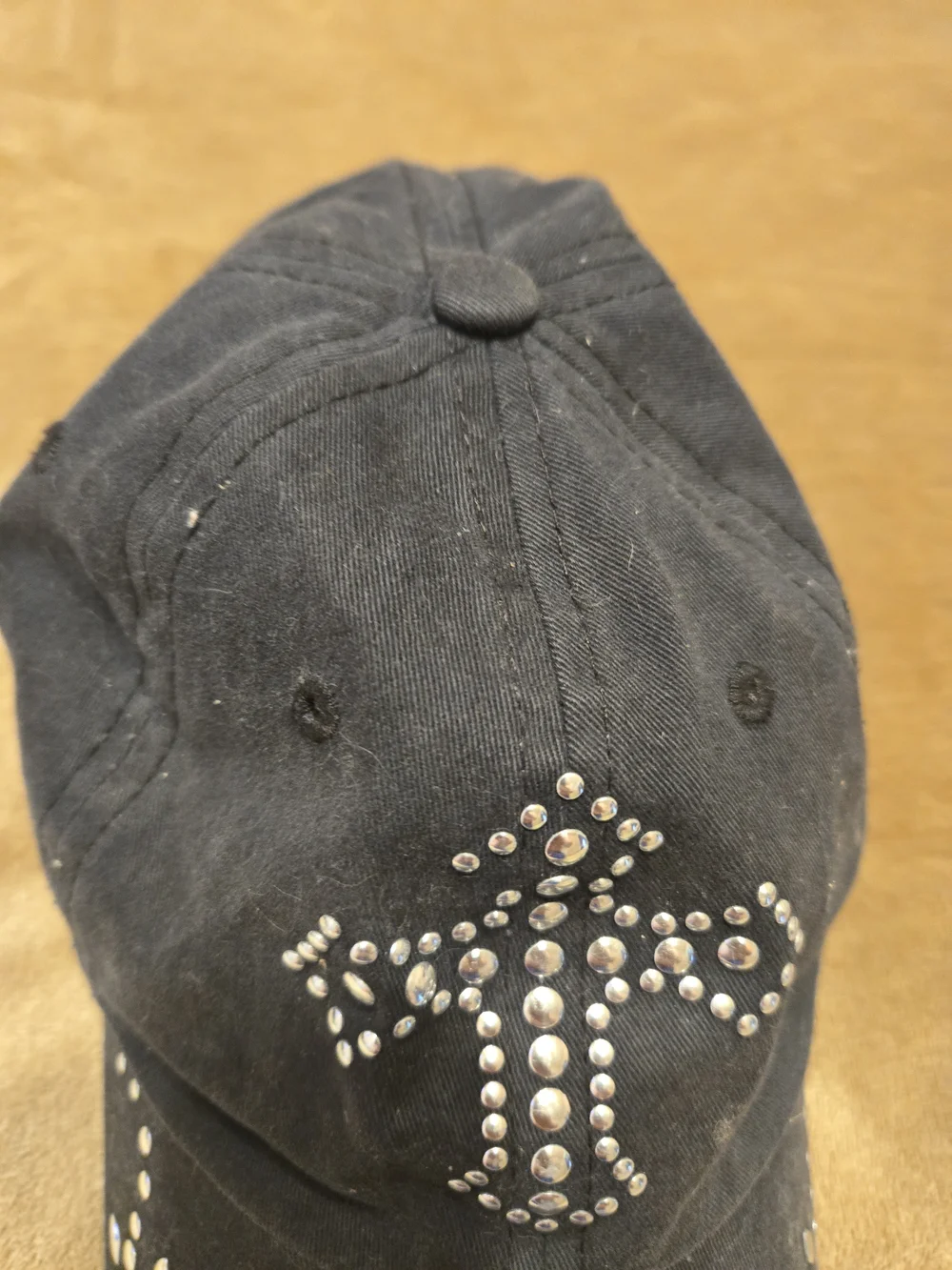Black Studded Cross Baseball Cap